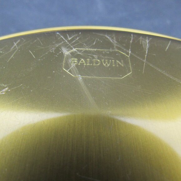 Vintage Baldwin Heavy Glass and Polished Brass 4 Slot Cigar Ashtray 2 Pieces - Picture 5 of 8